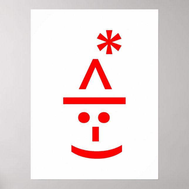 Affiches Elfe de Noël Emoticon Xmas ASCII Texte Art (Devant)