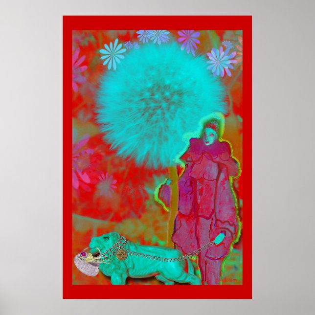 Affiches elfe de pissenlit avec lion (Devant)