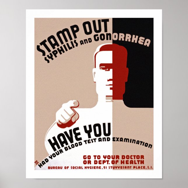 Affiches Éliminer la syphilis et la gonorrhée (Devant)