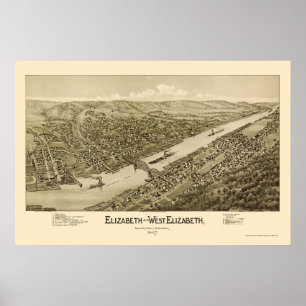 Affiches Elizabeth, PA Carte panoramique - 1897