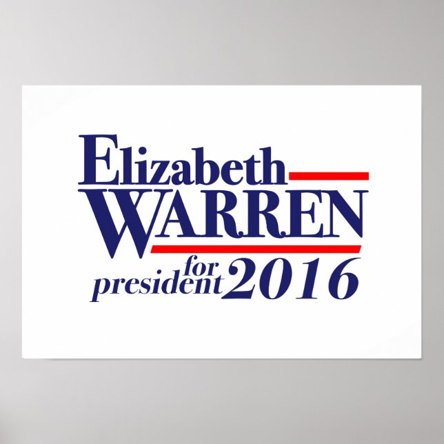 Affiches Elizabeth Warren pour l'affiche du président 2016 (Devant)