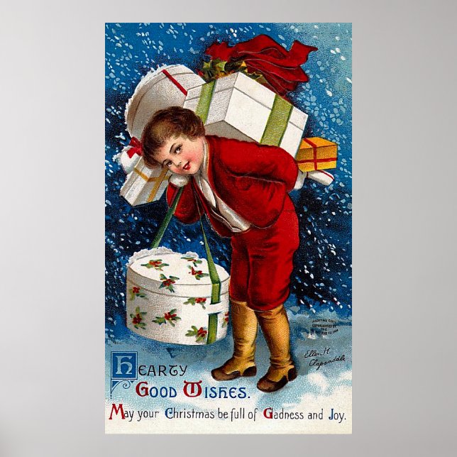 Affiches Ellen H. Clapsaddle - Christmas Shopping Boy (Devant)