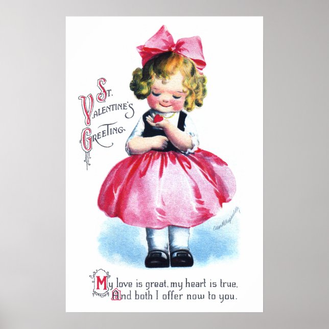 Affiches Ellen H. Clapsaddle : Fille au coeur (Devant)