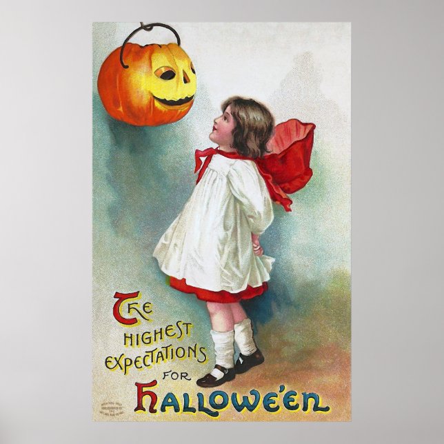 Affiches Ellen H. Clapsaddle : Fille avec Jack O'Lantern (Devant)