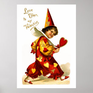 Affiches Ellen H. Clapsaddle : Harlequin avec le coeur