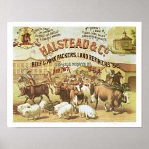 Affiches Emballages de boeuf et de porc, c.1880 (litho coul