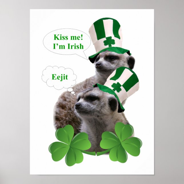 Affiches Embrasse-moi Je suis un meerkat design irlandais (Devant)