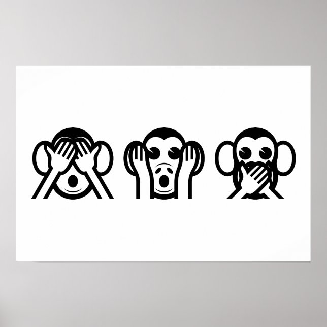 Affiches Émoji des 3 singes sages (Devant)