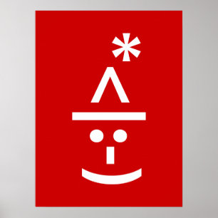 Affiches Émoticône d'elfe de Noël Xmas Art Text ASCII