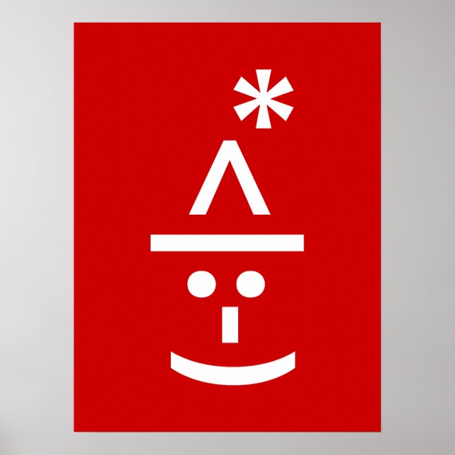 Affiches Émoticône d'elfe de Noël Xmas Art Text ASCII (Devant)