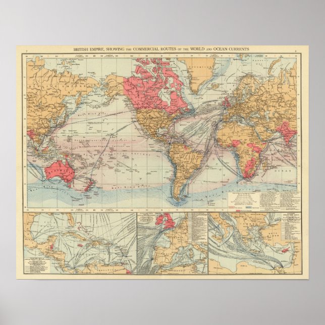 Affiches Empire britannique, routes, courants (Devant)