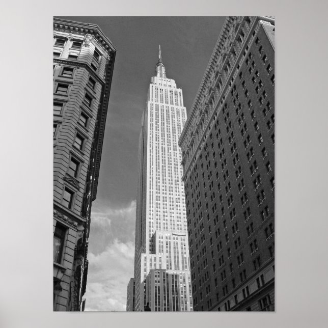 Affiches Empire State Building Photographie noir et blanc (Devant)
