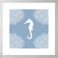 Empreinte d'art avec hippocampe et corail