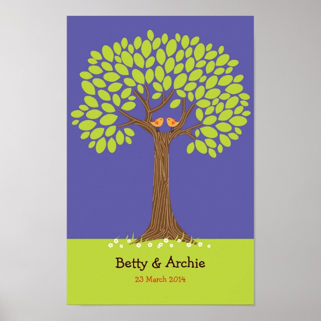 Affiches Empreinte/Mariage d'arbre de signature (bleu foncé (Devant)