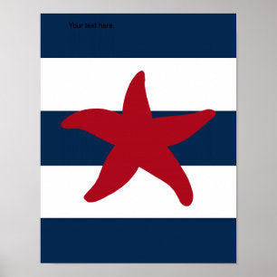 Affiches Empreinte marine rouge, marine et blanche