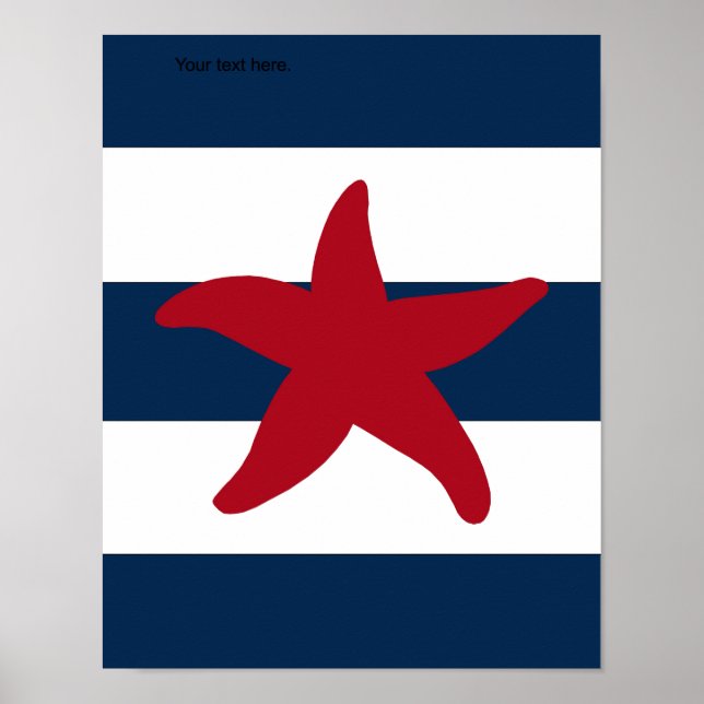 Affiches Empreinte marine rouge, marine et blanche (Devant)