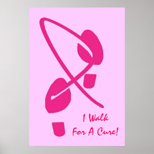 Affiches Empreintes De Ruban Rose Je Marche Pour Un Cure I