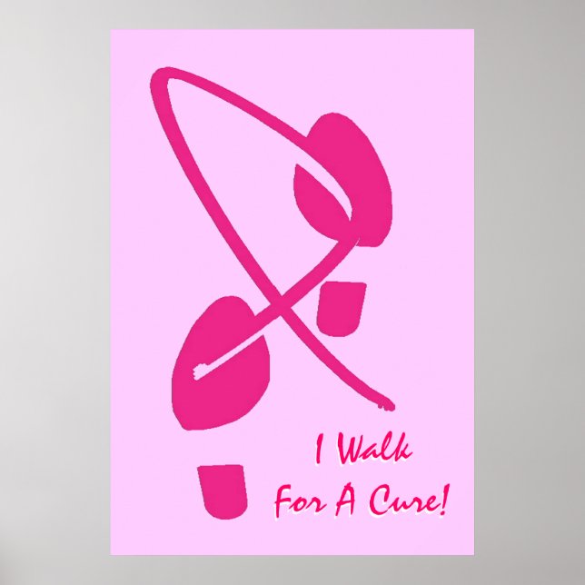 Affiches Empreintes De Ruban Rose Je Marche Pour Un Cure I (Devant)