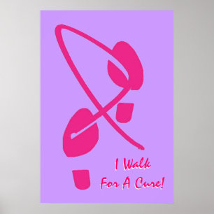 Affiches Empreintes De Ruban Rose Je Marche Pour Un Cure II