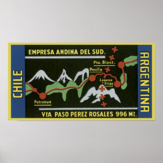 Affiches Empresa ANdina Del Sud, Chili, Argentine