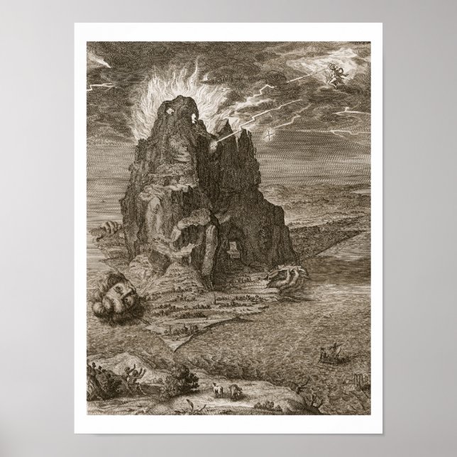 Affiches Encelade enterrée sous le mont Etna, 1731 (engr. (Devant)