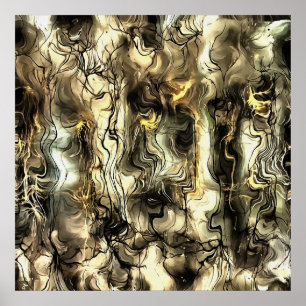 Affiches Energie Nerveuse Grungy Art Abstrait en Jaune et G