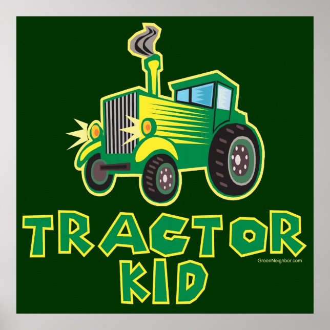 Affiches Enfant tracteur vert (Devant)