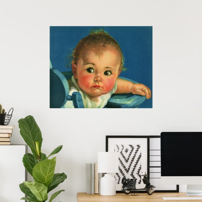 Affiches Enfant vintage, bébé mignon garçon ou fille en cha (Bureau à domicile)