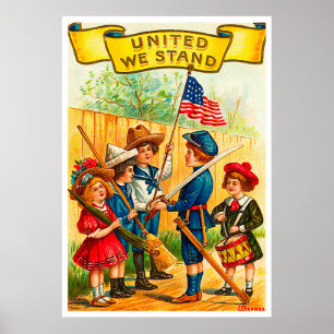 Affiches Enfants 4 juillet vintages avec drapeau
