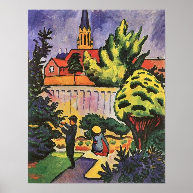 Affiches Enfants dans le jardin par August Macke (Devant)