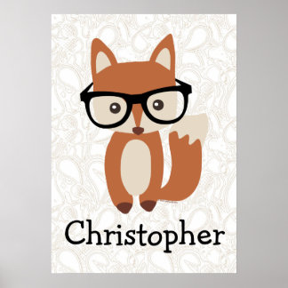 Affiches Enfants personnalisés garçons Nom Baby Fox avec lu