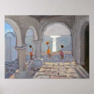 Affiches Enfants sautant les îles grecques 2008