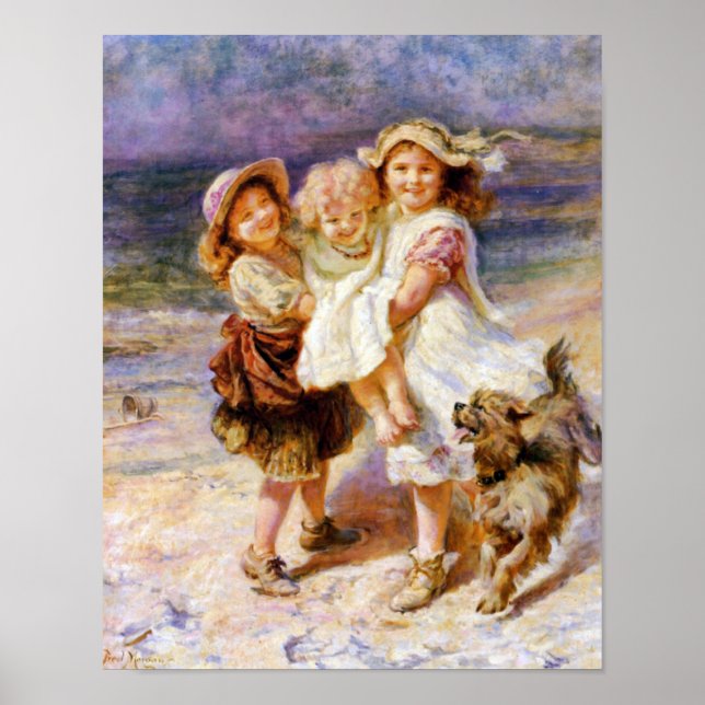 Affiches Enfants sur la plage (Devant)