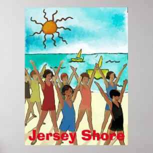 Affiches Enfants sur la plage Carton, ajouter du texte ou d