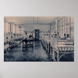 Affiches Enfants vintages dans des lits d'hôpital de