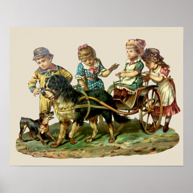 Affiches Enfants vintages et chien Wagon (Devant)
