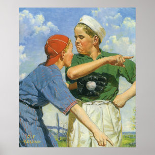 Affiches Enfants vintages et sports, Garçons jouant au base