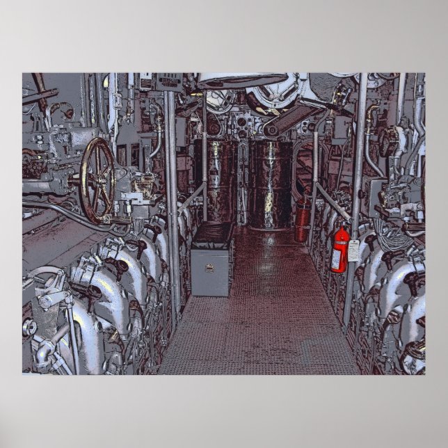AFFICHES ENGINE ROOM USS BOWFIN SUBMARINE - HAWAII (Devant)