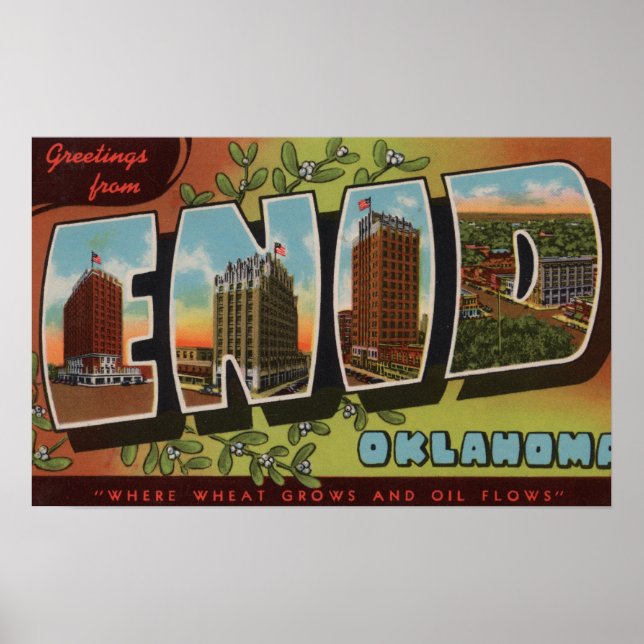 Affiches Enid, OklahomaGrandes lettres ScènesEnid, OK (Devant)