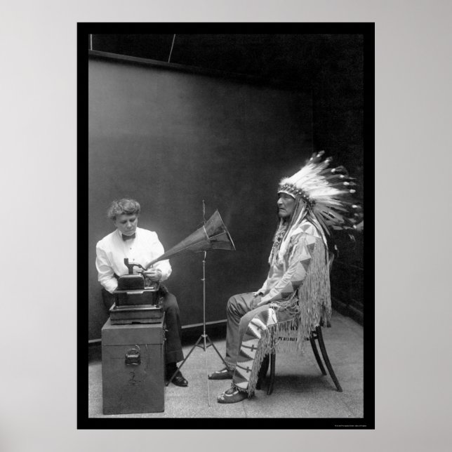 Affiches Enregistrement vocal d'un Indien Blackfoot 1909 (Devant)