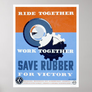 Affiches Enregistrer le caoutchouc Commute 1943 WPA