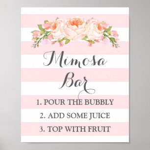 Affiches Enseigne de bar Mimosa Fleurs roses rayures