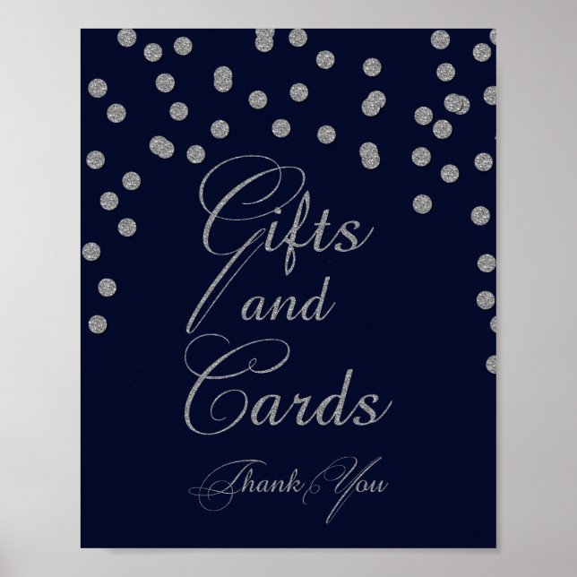 Affiches Enseigne de cadeaux et de cartes Paillettes Navy (Devant)