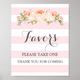 Affiches Enseigne de Favors pour Baby Shower Fleurs Roses R