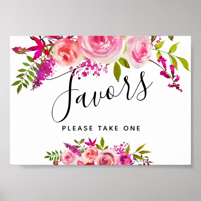 Affiches enseigne de mariage/réception Fleurs de pêcher ros (Devant)