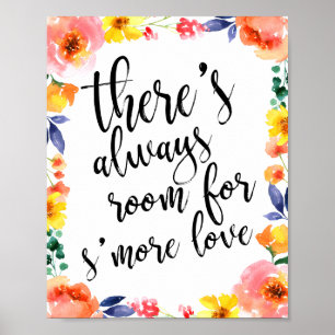 Affiches Enseigne florale 20x25 cm pour mariage avec s'more
