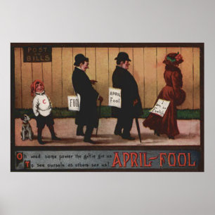 Affiches Enseigne vintage de poisson d'avril sur le dos d'u