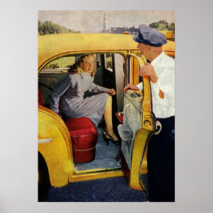 Affiches Entreprise Vintage, Femme Passagère Conducteur de