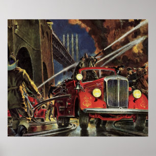 Affiches Entreprise Vintage, Pompiers Véhicules de lutte co