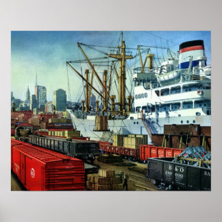 Affiches Entreprise vintage, Transport de fret à quai